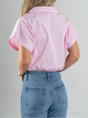 Ref: 0610026  Camisa manga corta, tono rosa, tejido plano, cuello con solapa