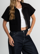 Ref: 0610417 Chaleco, cuello camisero, cierre frontal, bolsillo ribete, stretch, tono negro