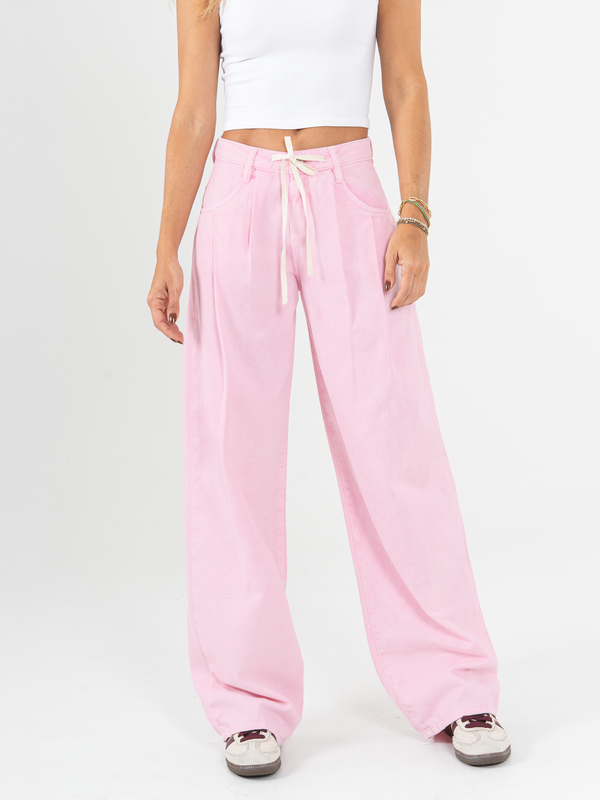 Ref: 0620196 Pantalón wide leg, rígido, tiro medio, tono rosa