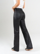 Ref: 065207 Pantalón straight leg, stretch, tiro alto, tono negro, efecto encerado