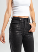 Ref: 065258 Jean skinny stretch, tiro alto, tono negro, con efecto metalizado negro