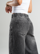 Ref: 065354 Jean palazzo, rígido, tiro alto, tono gris medio, cintura con elástico, y detalle en pretina