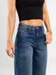 Ref: 065394 Jean palazzo, rígido, tiro medio, tono azul oscuro