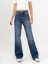 Ref: 065489 Jean Mom flare, stretch, tiro alto, tono azul medio oscuro