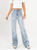 Ref: 065490 Jean Mom flare, stretch, tiro alto, tono azul medio claro