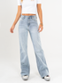Ref: 065490 Jean Mom flare, stretch, tiro alto, tono azul medio claro