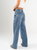 Ref: 065510 Jean mom Flare, rígido, tiro alto, detalle en costado, tono azul medio