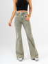 Ref: 065559 Jean flare stretch, bota ancha, tiro alto, tono verde
