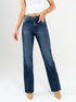Ref: 065571 Jean straight leg, stretch, tiro alto, tono azul oscuro