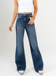 Ref: 065580 Jean mom Flare, rígido, tiro alto, tono azul oscuro