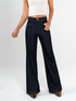 Ref: 065595 Jean mom flare, rígido,con cortes, tiro alto, azul oscuro