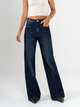 Ref: 065596 Jean mom flare, rígido, con cortes, tiro alto, azul medio oscuro