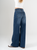 Ref: 065628 Jean palazzo, rígido, corte delantero, tiro alto, tono azul oscuro