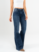 Ref: 065653 Jean flare stretch, bota ancha, tiro medio, tono azul oscuro
