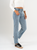 Ref: 065655 Jean Mom fit, slim cropped, rígido, tiro alto, tono azul medio claro
