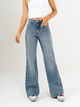 Ref: 065676 Jean mom Flare, rígido, tiro alto, tono azul medio