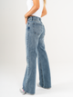 Ref: 065676 Jean mom Flare, rígido, tiro alto, tono azul medio