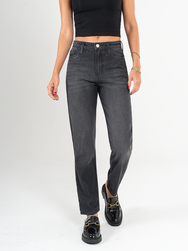 Ref: 065969 Jean Mom fit, rígido, tiro alto, tono gris oscuro
