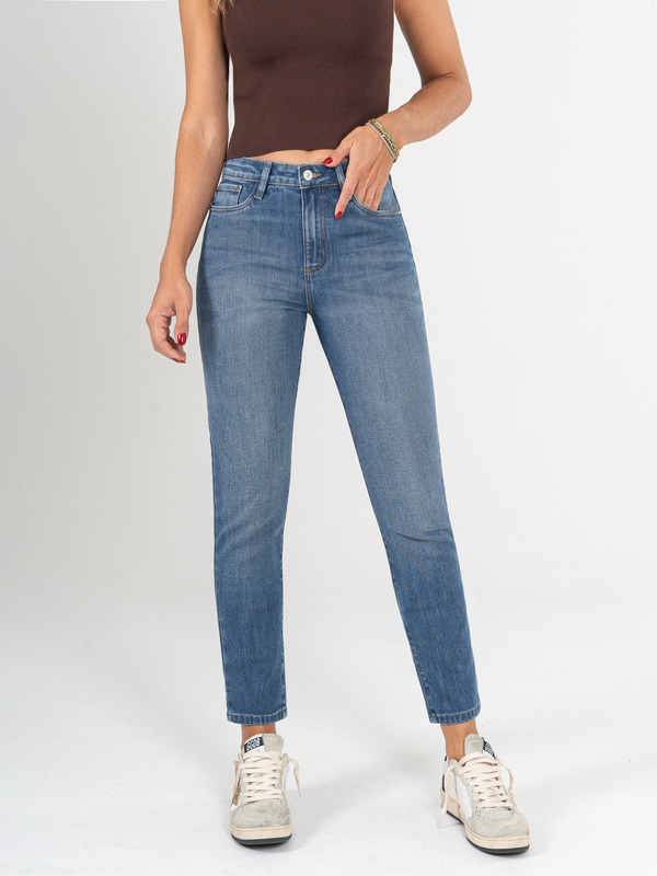 Ref: 066053 Jean Skinny stretch, tiro alto, tono azul medio