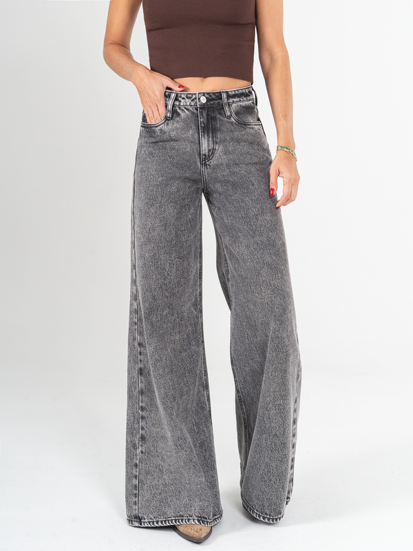Ref: 066055 Jean palazzo, rígido, tiro alto, tono gris medio