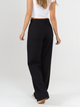 Ref: 069277 Pantalón mom flare, sin prense, tono negro, tejido plano liviano, tiro alto