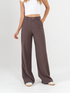 Ref: 069278 Pantalón mom flare, sin prense, tono café, tejido plano liviano, tiro alto