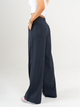 Ref: 069600 Pantalón palazzo, tejido plano liviano, tiro alto, tono azul oscuro
