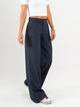 Ref: 069600 Pantalón palazzo, tejido plano liviano, tiro alto, tono azul oscuro