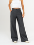 Ref: 069643 Pantalón palazzo, sin prenses, tono gris, tejido plano liviano, tiro alto