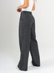 Ref: 069643 Pantalón palazzo, sin prenses, tono gris, tejido plano liviano, tiro alto