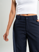 Ref: 069644 Pantalón palazzo, sin prenses, tono azul oscuro, tejido plano liviano, tiro alto