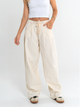 Ref: 069652 Pantalón barrel, rígido, cropped, tiro medio, diseño cinco bolsillos, tono beige