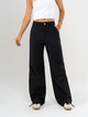 Ref: 069659 Pantalón cargo, straight leg, con cortes, pretina con resorte, tejido plano liviano,  tiro alto, tono negro
