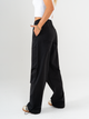 Ref: 069659 Pantalón cargo, straight leg, con cortes, pretina con resorte, tejido plano liviano,  tiro alto, tono negro