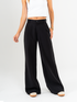 Ref: 069682 Pantalón palazzo, prenses, tono negro, tejido plano liviano, tiro alto