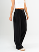 Ref: 069682 Pantalón palazzo, prenses, tono negro, tejido plano liviano, tiro alto