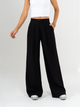 Ref: 069685 Pantalón palazzo, prenses, tejido plano liviano, tiro alto, tono negro