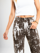 Ref: 069721 Pantalón straight leg, rígido, tiro alto, estampado, tono mocca