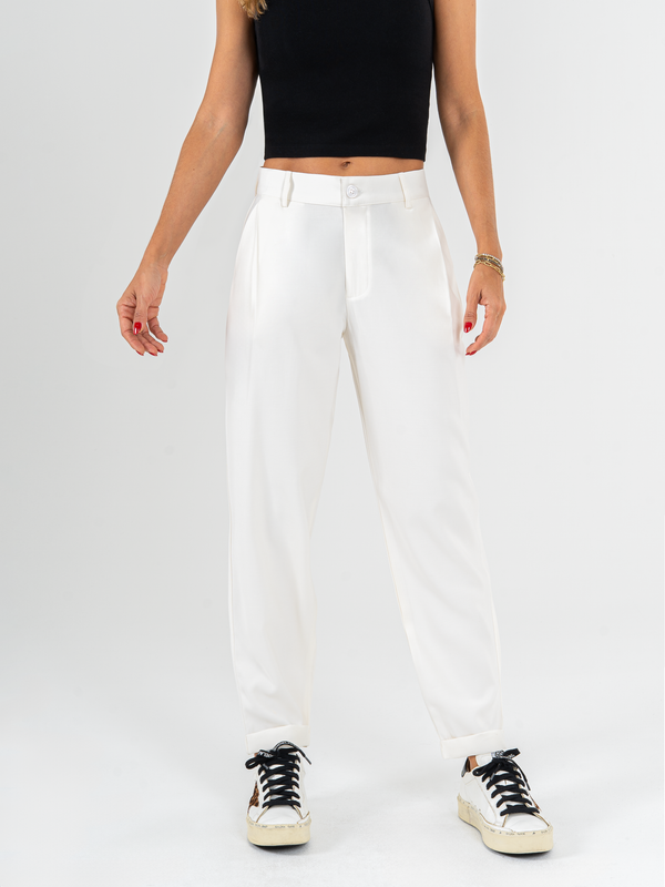 Ref: 069956 Pantalón slouchy, prenses, tejido liviano, tiro alto, tono ivory