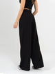 Ref: 069739 Pantalón palazzo, prenses, tono negro, tejido plano liviano, tiro alto