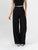 Ref: 069739 Pantalón palazzo, prenses, tono negro, tejido plano liviano, tiro alto