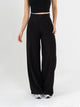 Ref: 069739 Pantalón palazzo, prenses, tono negro, tejido plano liviano, tiro alto