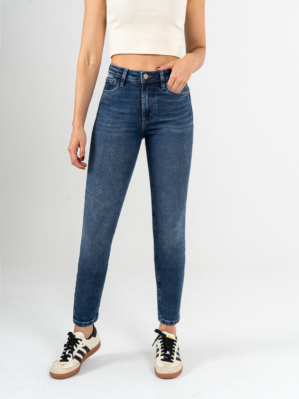 Ref: 065990 Jean Skinny stretch, tiro alto, tono azul medio
