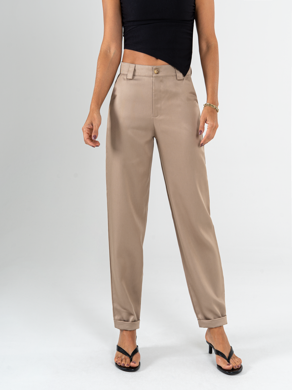 Ref: 069865 Pantalón slouchy, sin prenses, tono arena, tejido liviano, tiro alto