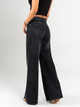 Ref: 065392 Jean palazzo, rígido, tiro alto, cortes en pierna, tono gris oscuro