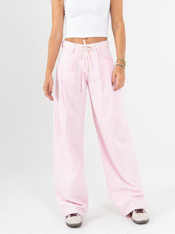 Ref: 0620196 Pantalón wide leg, rígido, tiro medio, tono rosa