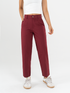 Ref: 069356 Pantalón slouchy, stretch, sin prense, tiro alto, tono vino tinto