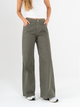 Ref: 069532 Pantalón palazzo, rígido, tiro medio, tono verde, cintura con elástico.