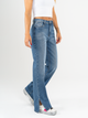 Ref: 065574 Jean semi flare, stretch, tiro alto, con abertura en ruedo, azul medio