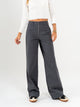 Ref: 069656 Pantalón straight leg, tiro alto, tejido plano liviano, detalle cierres, tono gris oscuro